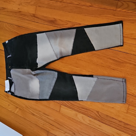 Dark Blue & Gray Patchwork Jeans, Sz XXL Stretch, Skinny, NWT - Picture 2 of 12
